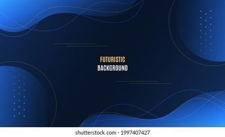Abstract Geometric Futuristic Dark Blue Background With Flowing Lines.