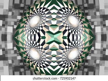 Abstract geometric futuristic optical illusion figure illustration. Vector background