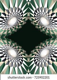 Abstract geometric futuristic optical illusion figure illustration. Vector background