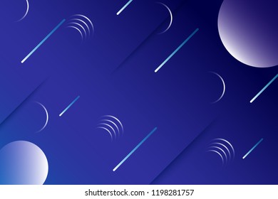 Abstract geometric galaxy background with planet, circle and meteor fall for landing page, banner, cover book, wallpaper