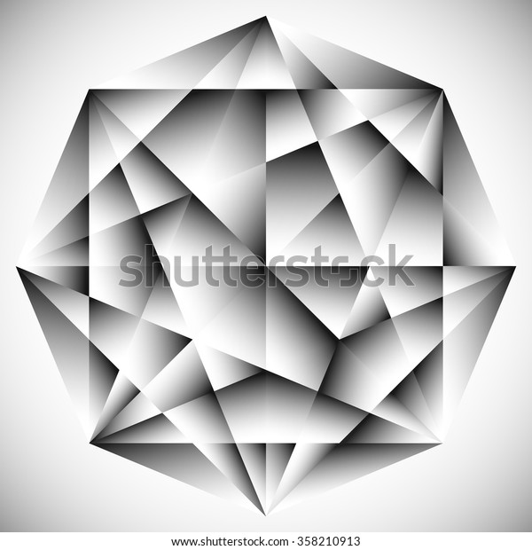 Abstract geometric gem, diamond shape. Abstract\
monochrome vector\
element