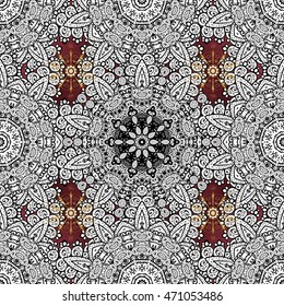 Abstract geometric glitter shiny pattern with white and red, golden elements.