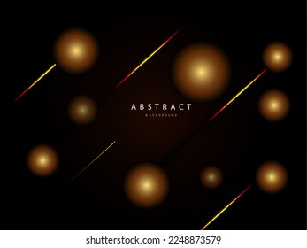 Abstract geometric gold blur circle and lines dark concept design background