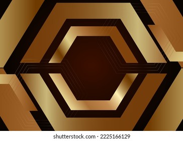 Abstract geometric gold color hexagonal vector design background 