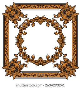 Abstract Geometric Gold Frame with Ornamental Flair