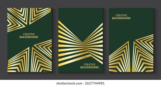 Abstract Geometric gold Linear flayer, cover, card background design collection. modern design, printable posters, banners, template concept design.