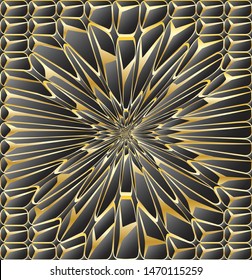 Abstract Geometric golden Background High Saturated Gradients Different Geometrical Shapes