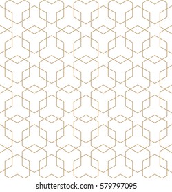 Abstract Geometric Golden Deco Art Hexagon Pattern