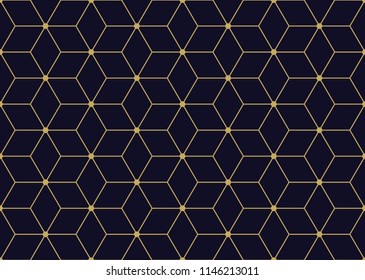 Abstract geometric   golden graphic design pattern. Vector seamless  geometric cubes pattern.
