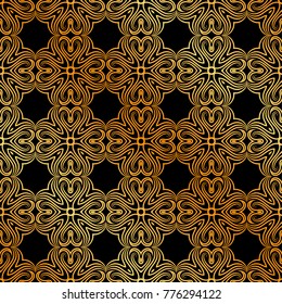 Abstract geometric golden seamless pattern. Vector illustration