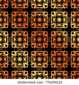 Abstract geometric golden seamless pattern. Vector illustration