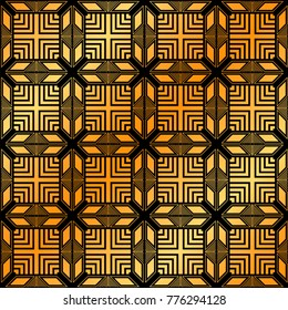 Abstract geometric golden seamless pattern. Vector illustration