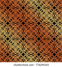 Abstract geometric golden seamless pattern. Vector illustration