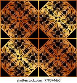 Abstract geometric golden seamless pattern.
 Vector illustration