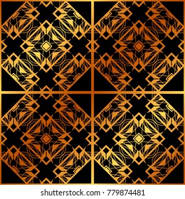 Abstract geometric golden seamless pattern.
 Vector illustration