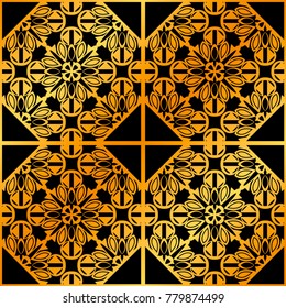 Abstract geometric golden seamless pattern.
 Vector illustration