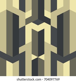 Abstract geometric golden vector pattern retro gothic and art deco style. Illustration for design background EPS10. Use for textile, graphic screen, presentation.