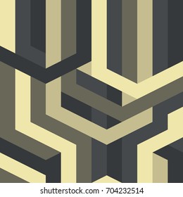 Abstract geometric golden vector pattern retro gothic and art deco style. Illustration for design background EPS10. Use for textile, graphic screen, presentation.