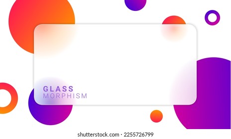 Resumen del fondo de gradiente geométrico con estilo de glasmorfismo. Diseño transparente de vidrio esmerilado sobre fondo blanco. Plantilla de rótulo de vectores