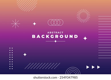 Abstract geometric gradient background with space for text. Modern design for graphic projects, covers, banners, posters, and more with abstract lo-fi multicolor vintage retro. Purple and dark colors.