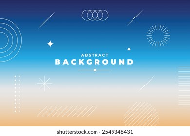 Abstract geometric gradient background with space for text. Modern design for graphic projects, covers, banners, posters, and more with abstract lo-fi multicolor vintage retro. Blue and orange colors.