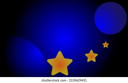 Abstract geometric gradient blue background with yellow stars