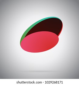 Abstract geometric gradient colorful icon. Vector illustration. Blanc color bubble for logo, text, lettering, tagline. Pink template ellipse button design. Web, print, user interface, application uses