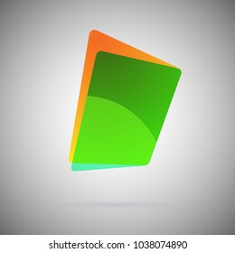 Abstract geometric gradient colorful icon. Vector illustration. Blanc color emblem folder for logo, text, lettering, tagline. Green template button design. Web, print, user interface, application uses