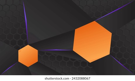 ABSTRACT GEOMETRIC GRADIENT DARK BACKGROUND WITH GEOMETRIC SHAPES ORANGE PURPLE COLOR DESIGN VECTOR TEMPLATE GOOD FOR MODERN WEBSITE, WALLPAPER, COVER DESIGN, LANDING PAGE