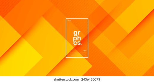 Abstract geometric gradient orange background with simple shape and lines. Colorful orange design. Modern square overlap pattern with 3d shadow concept. Eps10 vector