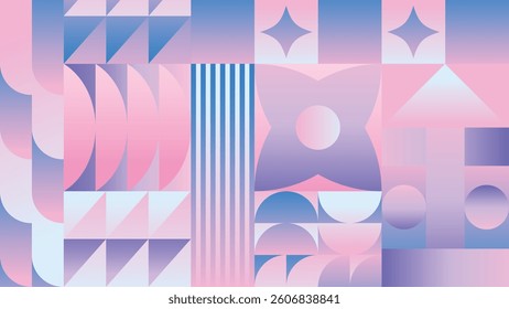 Abstract geometric gradient pattern design background vector. Wallpaper design with circle, square, line art. Modern and trendy illustration perfect for decor, cover, print, banner, packaging, ads.