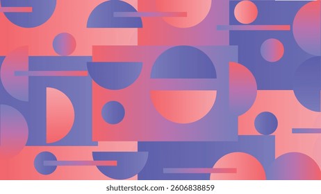 Abstract geometric gradient pattern design background vector. Wallpaper design with circle, square, line art. Modern and trendy illustration perfect for decor, cover, print, banner, packaging, ads.