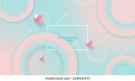 Abstract geometric gradient shape background with realistic pink ball. Vector illustration