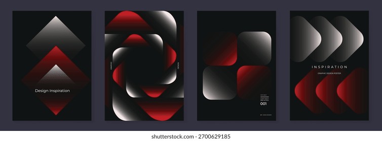 Abstract geometric gradient shapes vector background with metallic red, silver and black tones — modern minimal design for posters, branding, packaging and digital art.