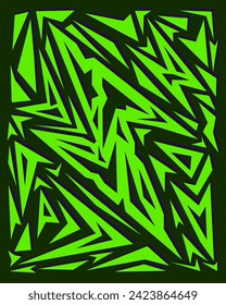 Abstract geometric graffiti background pattern in green and black color. Pop art vector. Vector illustration. Suitable for logo, banner, playing card, poster and jersey backgrounds.