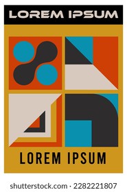 Abstract geometric graphic design cover. Modern shapes in trendy retro style. Memphis design. Swiss bauhaus style