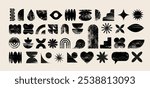 Abstract geometric graphic shapes, elements, various forms collection, Brutalist vector shapes, trendy retro design symbols. Vector concept illustrations
