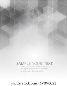 Abstract geometric gray background of hexagons with space for text