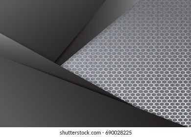 Abstract geometric  gray and black Card papers for text message with layer background, Business Concept, vector illustration