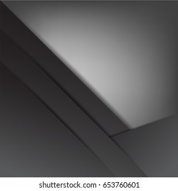 Abstract  geometric gray and black color Card paper modern for text message with layer background, vector illustration