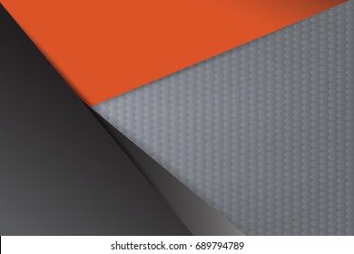 Abstract geometric gray and black and Orange color Card papers for text message with layer background, Business Concept, vector illustration