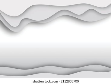 Abstract geometric gray color wavy elements background. Paper cut designs.vector illustration.