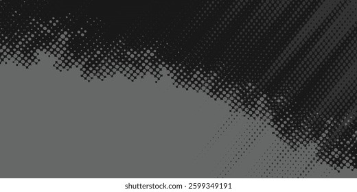 Abstract Geometric gray Frame Grunge Texture With Halftone Pattern Design In Black Background