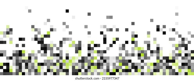 Abstrakte geometrische, graue und limitierte Quadrate, Pixelhintergrund mit Kopienraum. Panoramahintergrund für Design für Druck, Werbung, Poster, Flyer, Deckel, Broschüre, Vorlage.