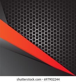 Abstract geometric gray and red color for text message with layer background, Business Concept, vector illustration
