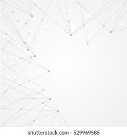 Abstract geometric gray white background with mesh of dots and lines for your design.