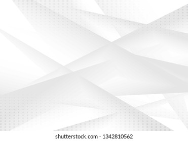 Abstract geometric gray and white gradient color background with dots pattern. Halftone style. You can use for cover design, brochure, poster, banner web, print, ad, etc. Vector illustration