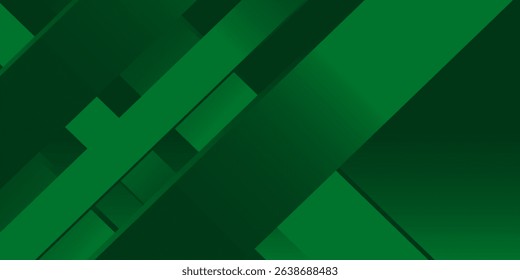 Abstract Geometric Green Background with Diagonal Lines and Gradient.