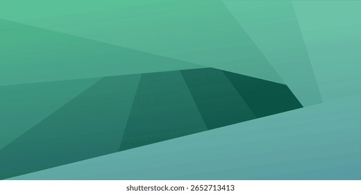 Abstract Geometric Green Background with Diagonal Lines and Gradient.