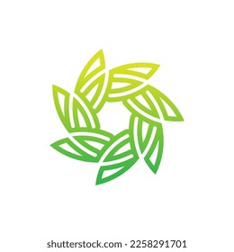 Abstract Geometric Green Circle Leaf Logo Design with Minimalist Style Concept.